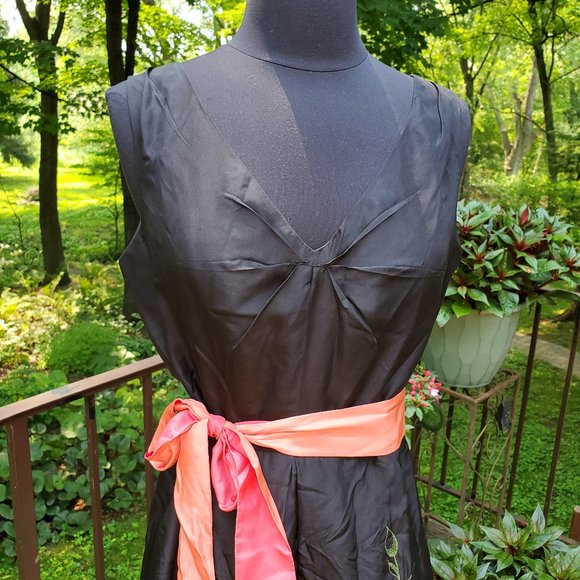 Anthro Yoanna Baraschi Silk Floral Applique Dress - Picture 2 of 8